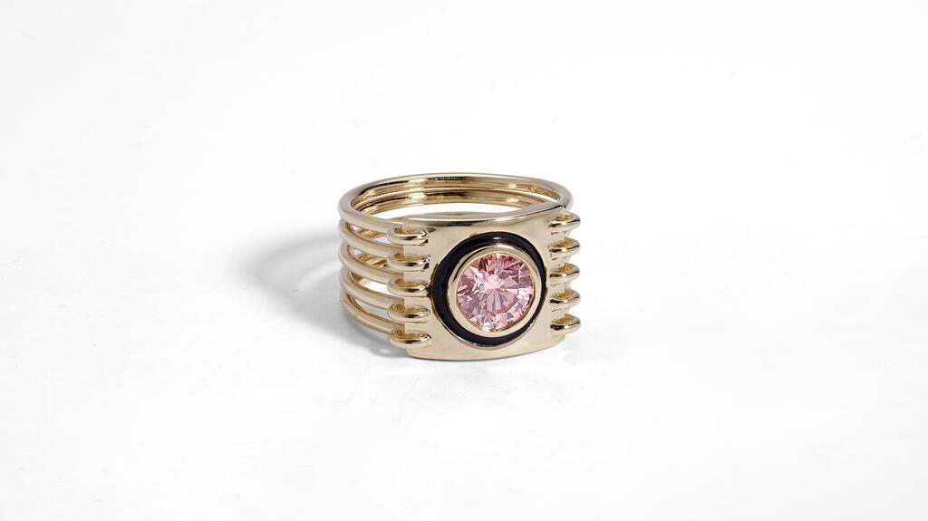 This ring by designer David Klass is one of the one-of-a-kind works Lightbox commissioned to mark the start of its loose diamond sales. Set with a lab-grown pink diamond, it is an example of a piece that makes a diamond that’s unaffordable to many as a natural stone accessible to the masses. 20211213_David Klass Lightbox ring.jpg